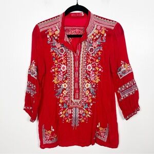 Johnny Was Bethanie embroidered tunic in strawberry size PXS